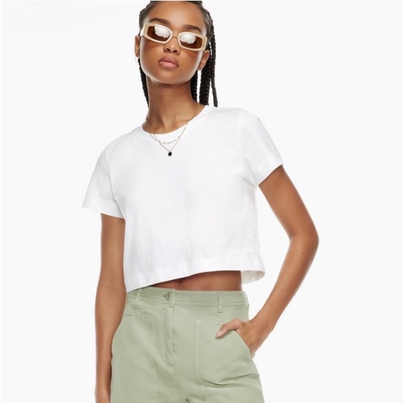 Wilfred Free Aritzia Weekend Cropped T-Shirt in White, XXS - Picture 1 of 6